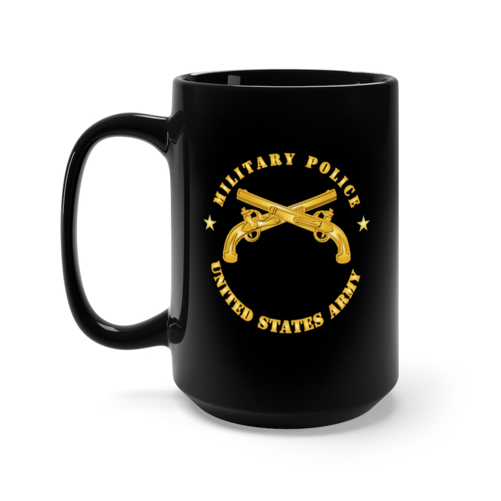 Black Mug 15oz - Emblem - Military Police - US Army - 1