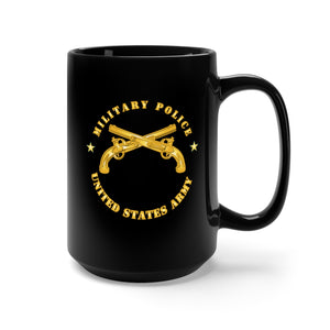 Black Mug 15oz - Emblem - Military Police - US Army - 1