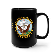 Load image into Gallery viewer, Black Mug 15oz -  Navy - Radioman Rating - Retired with Navy Emblem and American Eagle
