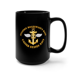 Black Mug 15oz - Navy - Rate - Aviation Boatswain's Mate Pin w Txt