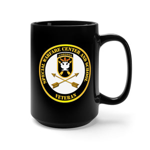 Black Mug 15oz - SOF - JFK Special Warfare Center - School SSI - Veteran