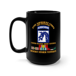 Black Mug 15oz - XVIII Airborne Corps - US Army Central - Desert Storm Veteran