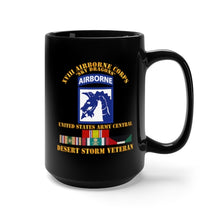 Load image into Gallery viewer, Black Mug 15oz - XVIII Airborne Corps - US Army Central - Desert Storm Veteran
