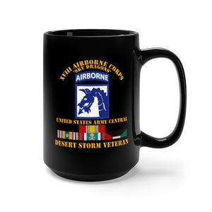 Black Mug 15oz - XVIII Airborne Corps - US Army Central - Desert Storm Veteran