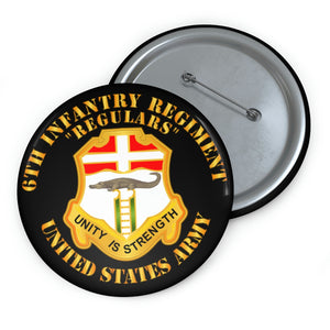 Custom Pin Buttons - Army - 6th Infantry Regiment - Regulars