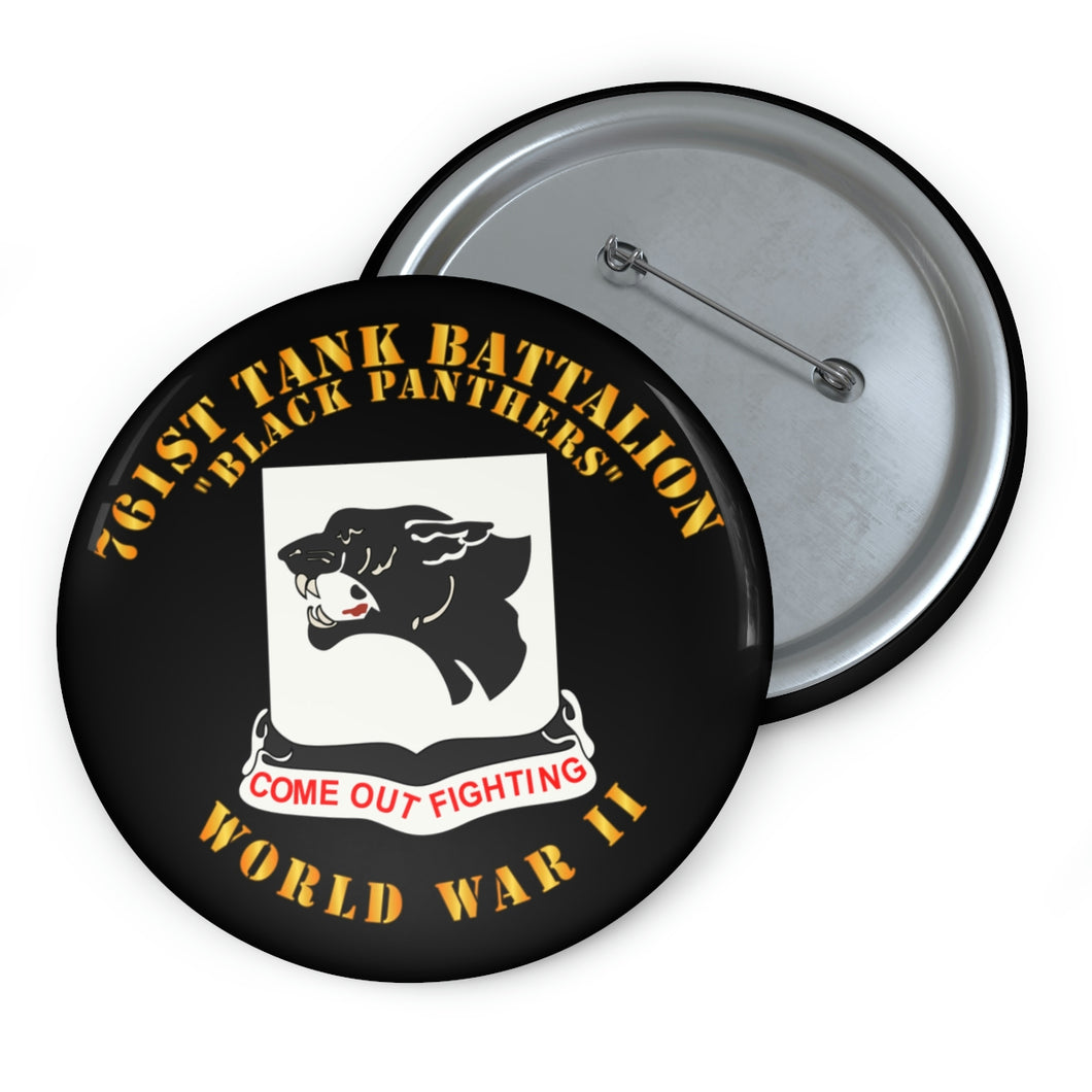 Custom Pin Buttons - Army - 761st Tank Battalion - Black Panthers - WWII