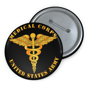 Custom Pin Buttons - Army - Medical Corps - US Army