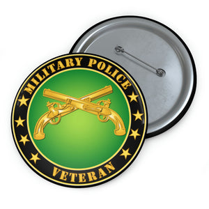 Custom Pin Buttons - Army - Military Police Veteran