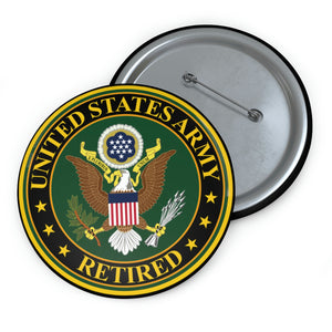 Custom Pin Buttons - Army - US Army Retired