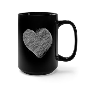 Black Mug 15oz - HEART SCRIBBLE - VALENTINE