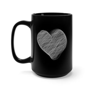 Black Mug 15oz - HEART SCRIBBLE - VALENTINE