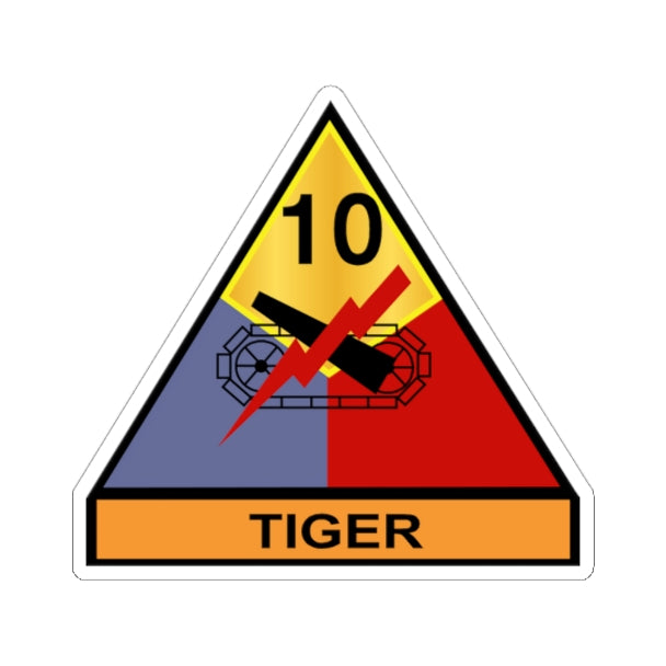 Kiss-Cut Stickers - Army - 10th Armored Division - Tiger wo Txt