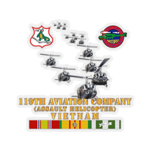 Kiss-Cut Stickers - Army - 119th Aviation Company (Assault Helicopter) w SSI w VN SVC X 300