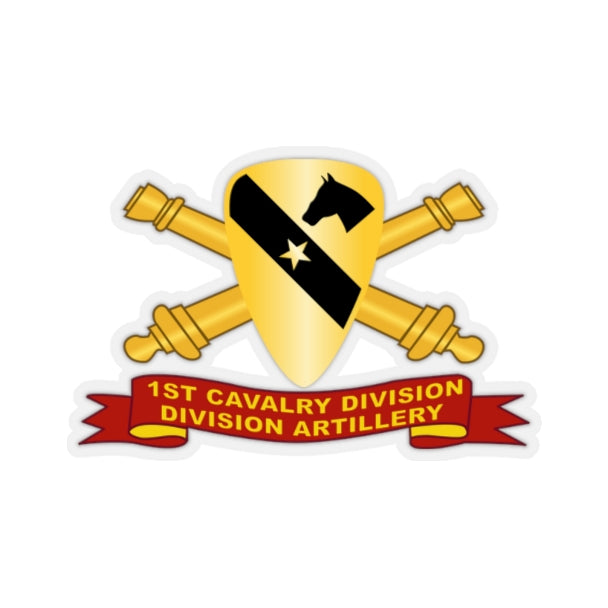 Kiss-Cut Stickers - Army - 1st Cavalry Division - Division Artillery w Artillery Br - Ribbon