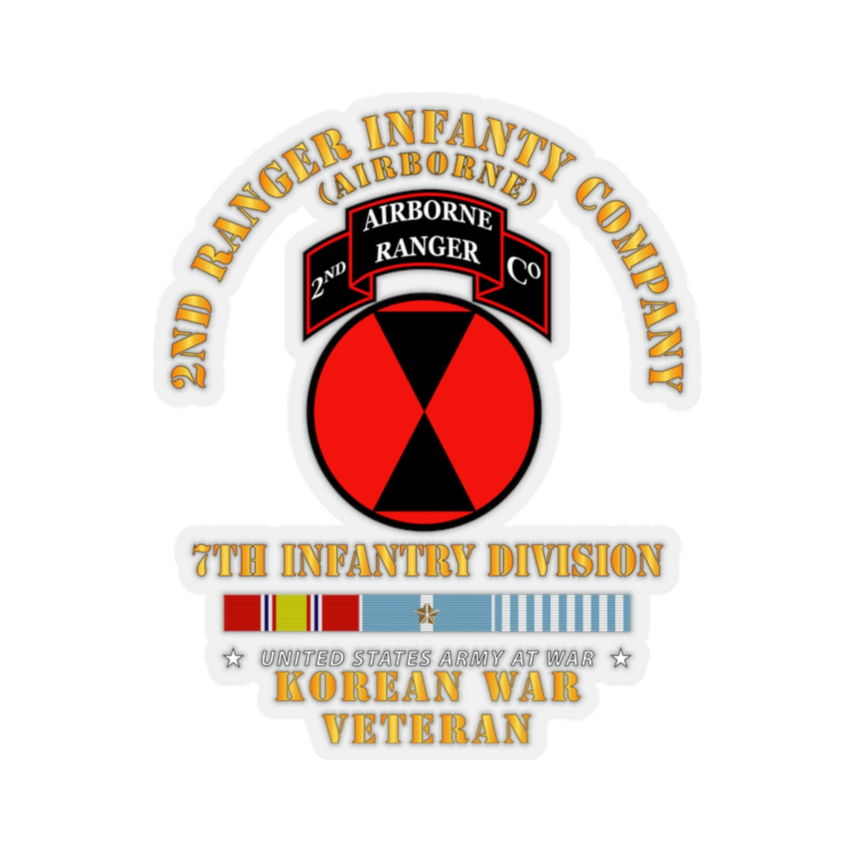 Kiss-Cut Stickers - Army - 2nd Ranger Inf Company - 7th ID w KOREA SVC ...