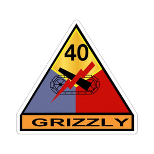 Kiss-Cut Stickers - Army - 40th Armored Division - Grizzly wo Txt