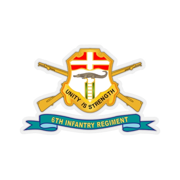 Kiss-Cut Stickers - Army - 6th Infantry Regiment - DUI w Br - Ribbon