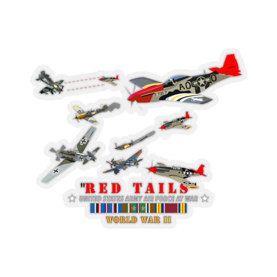 Kiss-Cut Stickers - Army - AAC - 332nd Fighter Group - Red Tails - At War