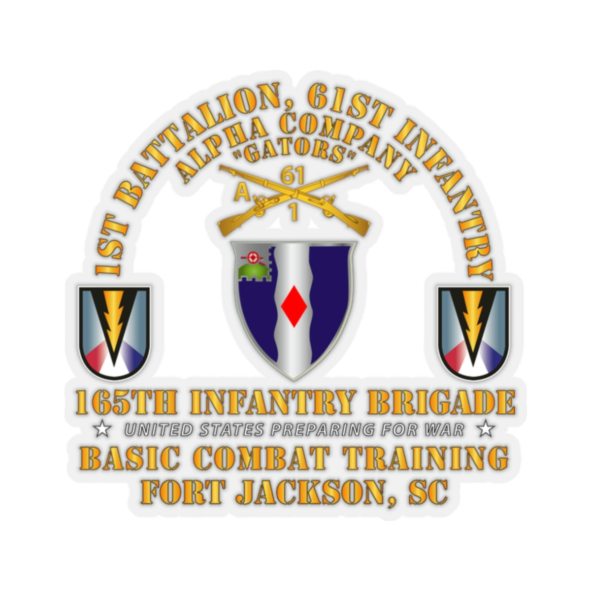 Kiss-Cut Stickers - Army - A Co 1st Bn 61st Infantry (BCT) - 165th Inf ...