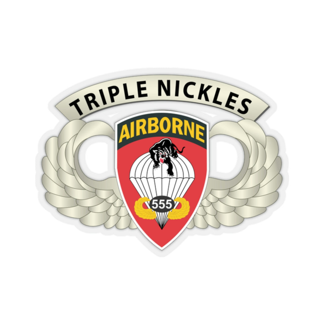 Kiss-Cut Stickers - Army - Airborne Badge - 555th Parachute Infantry Bn - SSI w  Triple NIckles Tab X 300