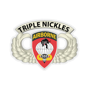 Kiss-Cut Stickers - Army - Airborne Badge - 555th Parachute Infantry Bn - SSI w Triple NicklesTab X 300