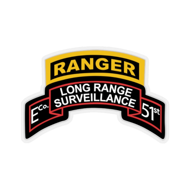 Kiss-Cut Stickers - Army - Airborne Ranger - E Company- 51st Infantry (Ranger) w Ranger Tab