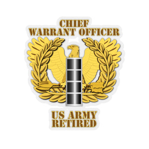 Kiss-Cut Stickers - Army - Emblem - Warrant Officer - CW4 - Retired