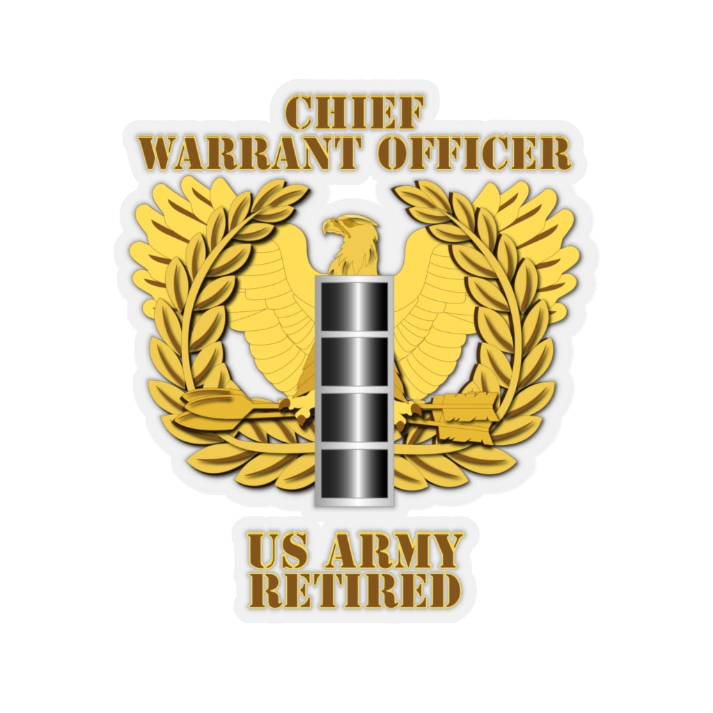 Kiss-Cut Stickers - Army - Emblem - Warrant Officer - CW4 - Retired