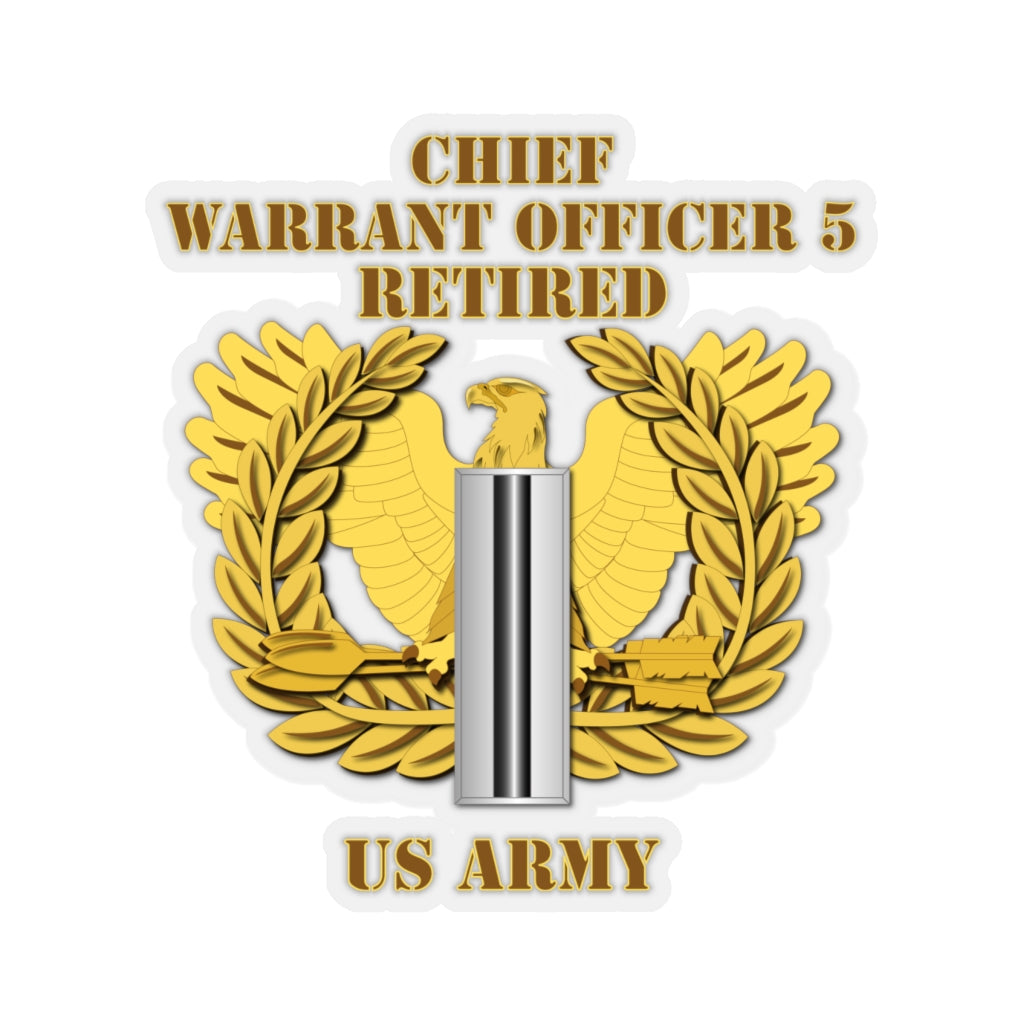 Kiss-Cut Stickers - Army - Emblem - Warrant Officer 5 - CW5 w Eagle - Retired