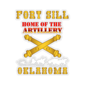 Kiss-Cut Stickers - Army - Fort SIll, Home of Artillery w Cassion - Gold X 300