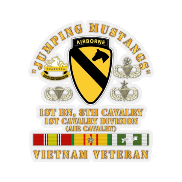 Kiss-Cut Stickers - Army - Jumping Mustangs - 1st Bn 8th Cav 1st Cav - w VN SVC