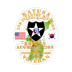 Kiss-Cut Stickers - Army - KATUSA - 2nd ID w Korea Map Green