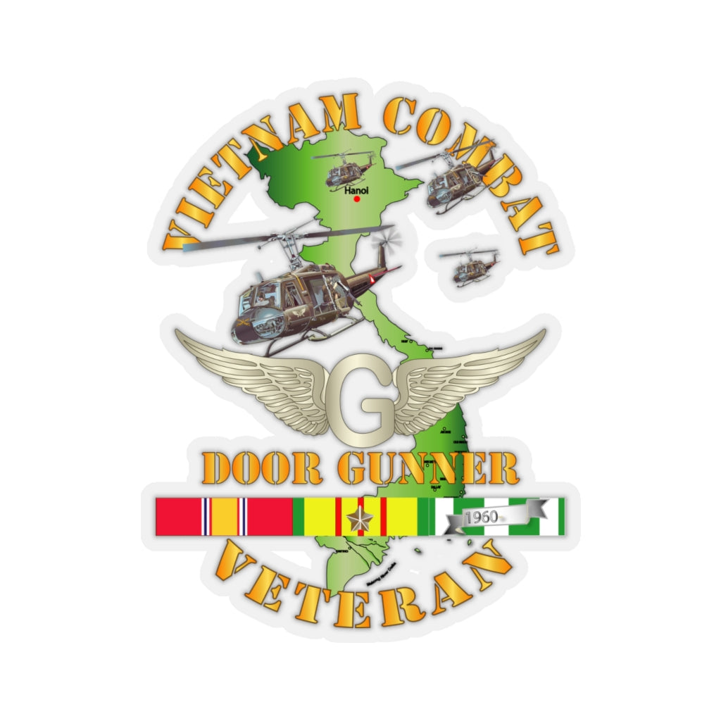 Kiss-Cut Stickers - Army - Vietnam Combat AVN Vet Door Gunner - Air Assault w SVC