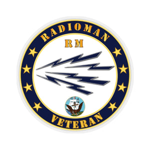 Kiss-Cut Stickers - Navy - Radioman - RM - Veteran w USN