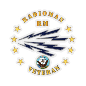 Kiss-Cut Stickers - Navy - Radioman - RM - Veteran wo Bkgnd w USN