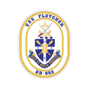 Kiss-Cut Stickers - Navy - USS Fletcher (DD 992) wo Txt X 300