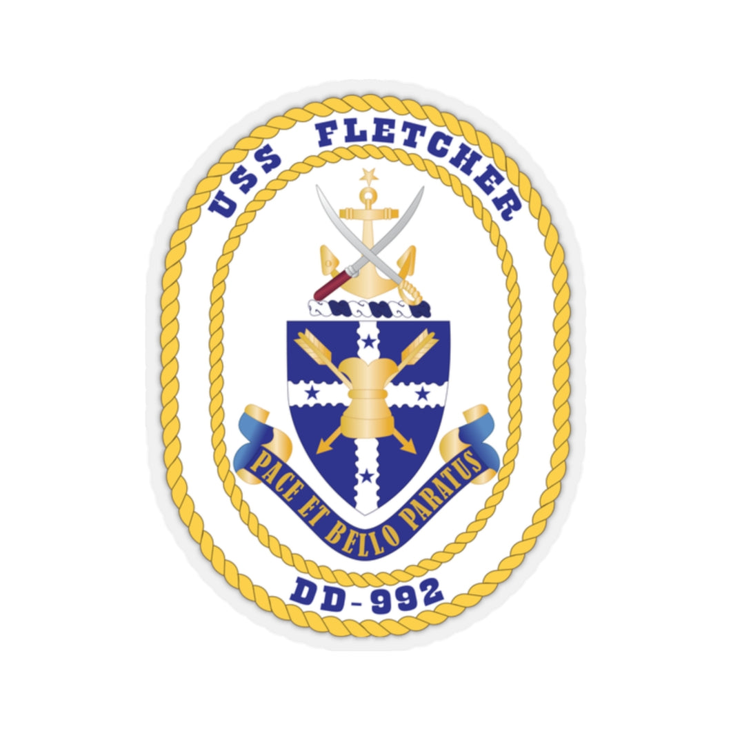 Kiss-Cut Stickers - Navy - USS Fletcher (DD 992) wo Txt X 300