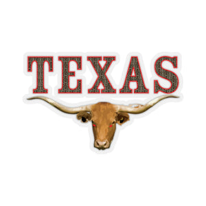 Kiss-Cut Stickers - Texas - Rattler Skin -Texas Longhorn - OutlIne Red X 300