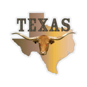 Kiss-Cut Stickers - Texas - Rattler Skin -Texas State Map w Longhorn  X 300