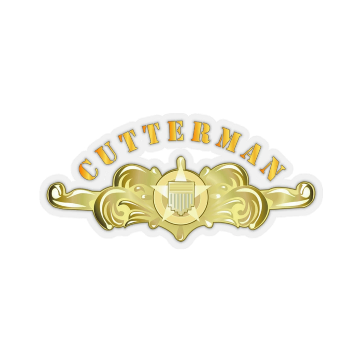 Kiss-Cut Stickers - USCG - Cutterman Badge - Officer - Gold w Top Txt ...