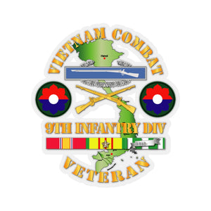 Kiss-Cut Stickers - Vietnam Combat Infantry Veteran w 9th Inf Div SSI V1