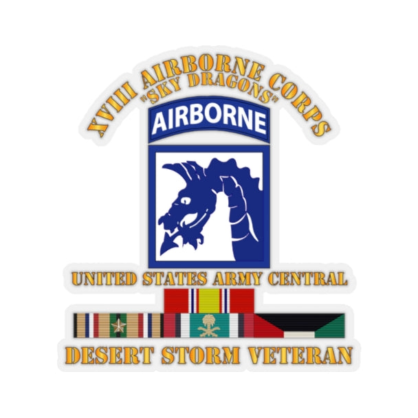 Kiss-Cut Stickers - XVIII Airborne Corps - US Army Central - Desert Storm Veteran