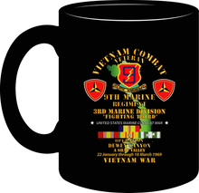 Load image into Gallery viewer, United States Marines Corps - 9th Marine Regiment - 3rd Marine Division - Operation Dewey Canyon with Vietnam Service Ribbons - Mug
