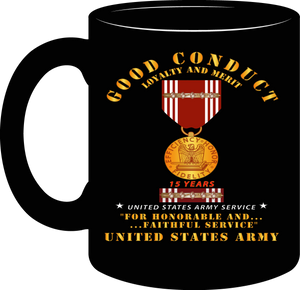 Army - Good Conduct w Medal w Ribbon - 15 Years - Mug