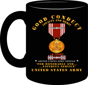 Army - Good Conduct w Medal w Ribbon - 18 Years - Mug