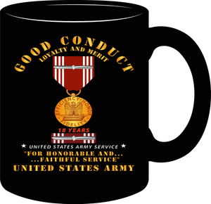 Army - Good Conduct w Medal w Ribbon - 18 Years - Mug