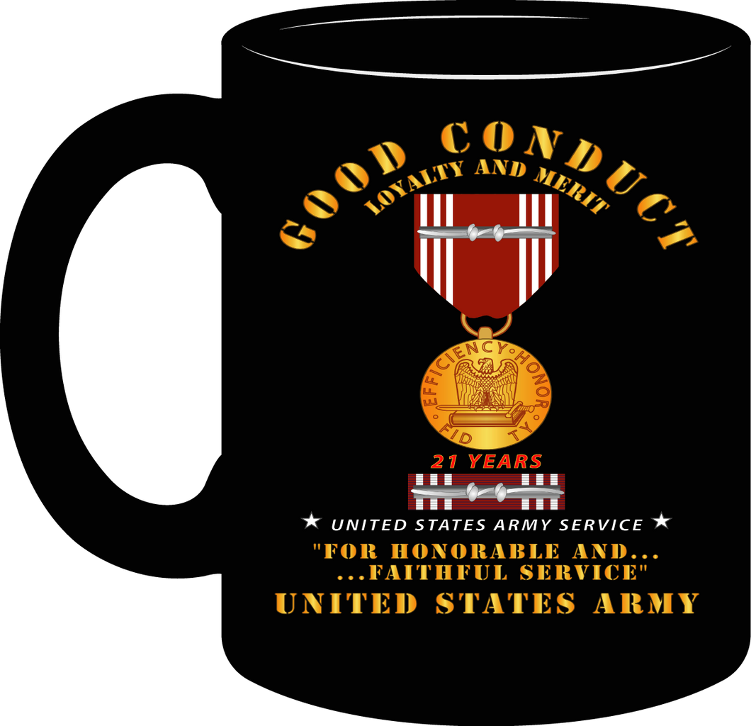 Army - Good Conduct w Medal w Ribbon - 21 Years - Mug