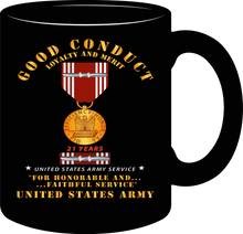 Load image into Gallery viewer, Army - Good Conduct w Medal w Ribbon - 21 Years - Mug
