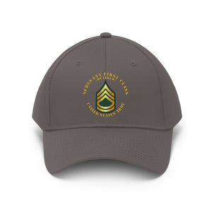 Twill Hat - Army - Sergeant First Class - Retired with Army Emblem and American Eagle - Embroidery