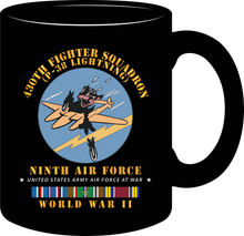Load image into Gallery viewer, United States Army Air Forces - 430th Fighter Squadron - P38 Lightning - 9th Air Force - World War II with EUR Service Ribbons - Mug
